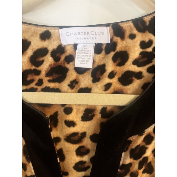 Charter Club Intimates Full Length Robe Leopard Print Plush Velour Half Zip XL - Picture 3 of 8